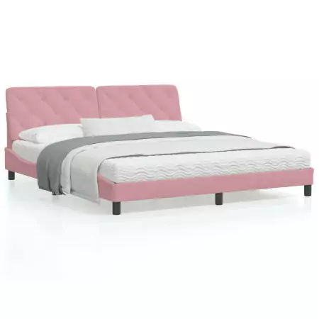 Letto con Materasso Rosa 180x200 cm in Velluto