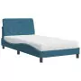 Letto con Materasso Blu 100x200 cm in Velluto