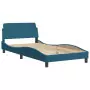 Letto con Materasso Blu 100x200 cm in Velluto