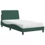 Letto con Materasso Verde Scuro 100x200 cm in Velluto