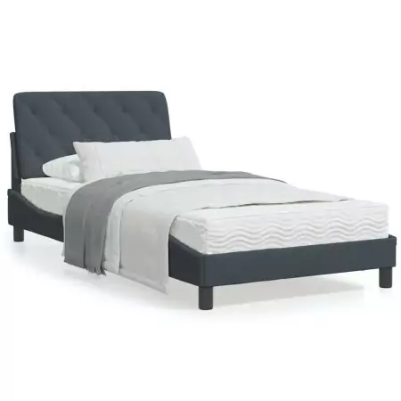 Letto con Materasso Grigio Scuro 100x200 cm in Velluto