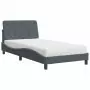 Letto con Materasso Grigio Scuro 100x200 cm in Velluto