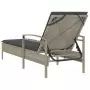 Lettino con Cuscino Grigio Chiaro 63x200x81 cm in Polyrattan