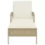 Lettino Prendisole con Cuscino Beige 63x200x81 cm in Polyrattan