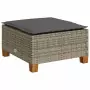 Sgabello Giardino con Cuscino Grigio 63,5x56x32cm in Polyrattan