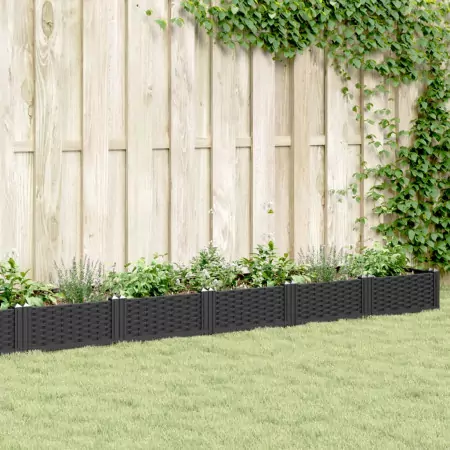 Fioriera da Giardino con Picchetti Nera 362,5x42,5x28,5 cm PP