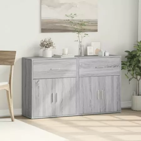 Credenze 2 pz Grigio Sonoma 60x31x70 cm in Legno Multistrato