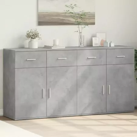 Credenze 2 pz Grigio Cemento 79x38x80 cm in Legno Multistrato