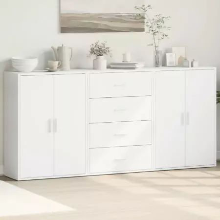 Credenze 3 pz Bianche 60x31x84 cm in Legno Multistrato