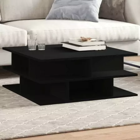 Tavolino da Salotto Nero 70x70x29 cm in Legno Multistrato