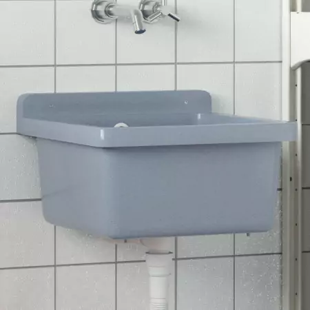 Lavabo a Parete Grigio 40x40x24 cm in Resina