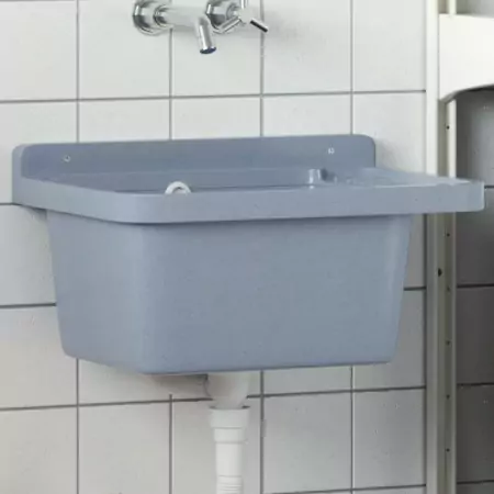 Lavabo a Parete Grigio 50x35x24 cm in Resina