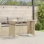 Tavolo da Giardino Piano in Vetro Beige 110x68x70 cm Polyrattan