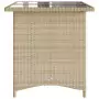 Tavolo da Giardino Piano in Vetro Beige 110x68x70 cm Polyrattan