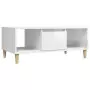 Tavolino Salotto Bianco Lucido 90x50x36,5 cm Legno Multistrato