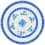 Tavolino da Bistrot con Mosaico Blu e Bianco Ø50x70 cm Ceramica