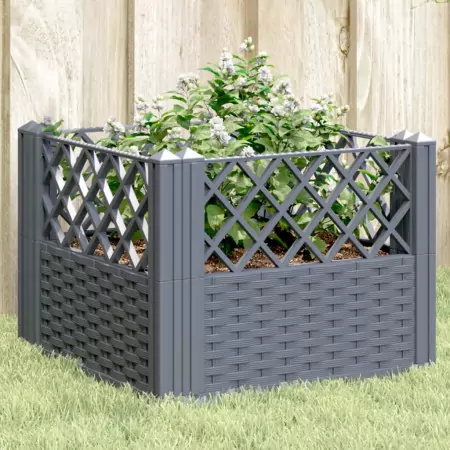 Fioriera da Giardino con Picchetti Grigio 43,5x43,5x43,5 cm PP