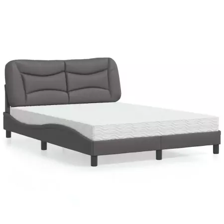 Letto con Materasso Grigio 120x200 cm in Similpelle