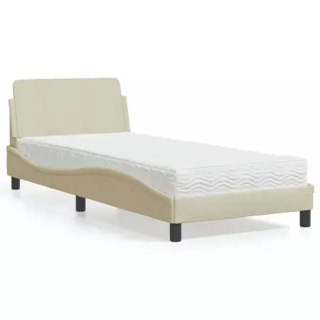 Letto con Materasso Crema 80x200 cm in Tessuto