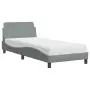 Letto con Materasso Grigio Chiaro 90x200 cm in Tessuto