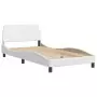 Letto con Materasso Bianco 100x200 cm in Similpelle