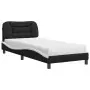 Letto con Materasso Nero e Bianco 80x200 cm in Similpelle