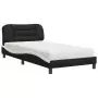 Letto con Materasso Nero e Bianco 100x200 cm in Similpelle