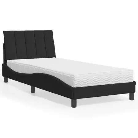 Letto con Materasso Nero 80x200 cm in Velluto