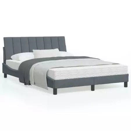 Letto con Materasso Grigio Scuro 120x200 cm in Velluto