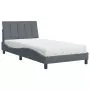 Letto con Materasso Grigio Scuro 100x200 cm in Velluto