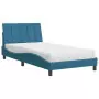 Letto con Materasso Blu 100x200 cm in Velluto