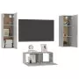 Set Porta TV 3 pz Grigio Cemento in Truciolato