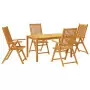 Set da Pranzo per Giardino 5 pz in Legno Massello di Acacia