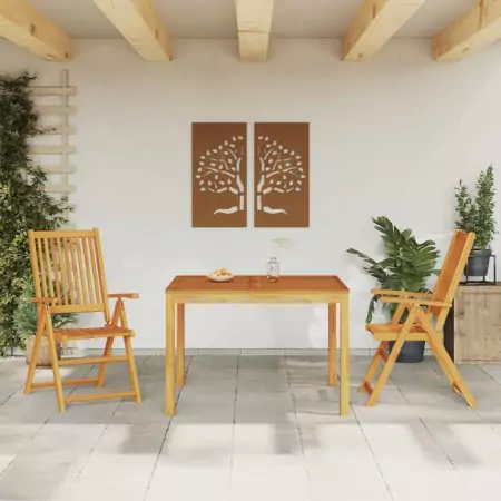 Set da Pranzo per Giardino 3 pz in Legno Massello di Acacia