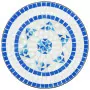 Set da Bistrot con Mosaico Blu e Bianco in Ferro e Ceramica