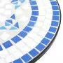 Set da Bistrot con Mosaico Blu e Bianco in Ferro e Ceramica