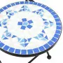 Set da Bistrot con Mosaico Blu e Bianco in Ferro e Ceramica