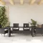 Tavolo da Giardino Piano in Vetro Nero 240x90x75 cm Polyrattan