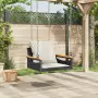 Panchina a Dondolo con Cuscini Nera 63x62x40 cm in Polyrattan