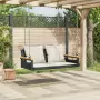 Panchina a Dondolo con Cuscini Nera 109x62x40 cm in Polyrattan