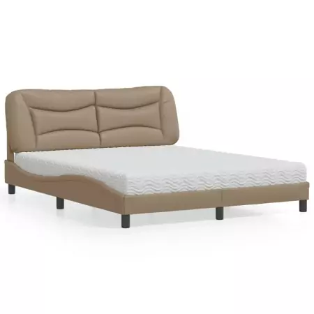 Letto con Materasso Cappuccino 160x200cm Similpelle