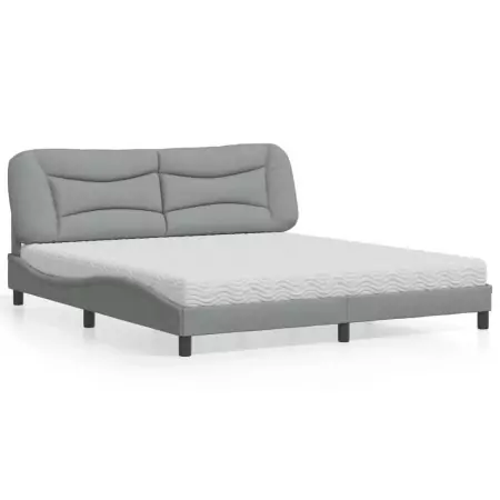 Letto con Materasso Grigio Chiaro180x200 cm Tessuto