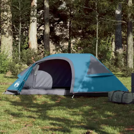 Tenda da Campeggio a Cupola per 1 Persona Blu Impermeabile