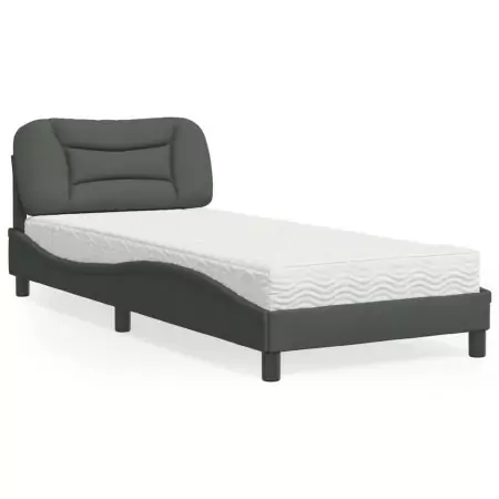 Letto con Materasso Grigio Scuro 80x200 cm in Tessuto