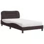 Letto con Materasso Marrone Scuro 100x200 cm in Tessuto