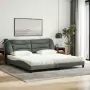 Letto con Materasso Grigio Scuro 200x200 cm in Tessuto