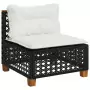 Set Divani da Giardino 10pz con Cuscini in Polyrattan Nero