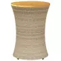 Tavolino Giardino Forma Tamburo Beige Polyrattan Legno Massello