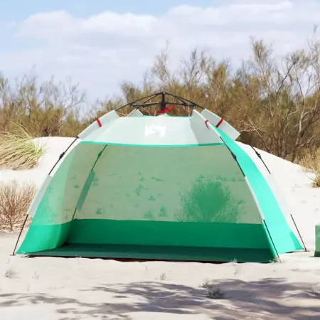 Tenda da Spiaggia 2 Persone Verde Rilascio Rapido Impermeabile