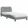 Letto con Materasso Grigio Chiaro 90x200 cm in Tessuto